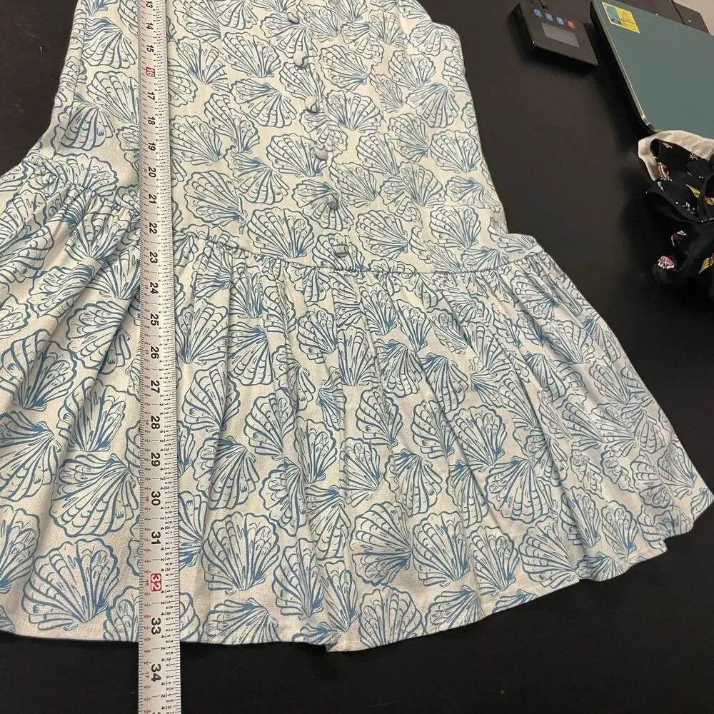 WAYF Sun Dress Coastal Beach Shell Vacation Womens Size M NWT Linen M Blue White - Picture 12 of 12